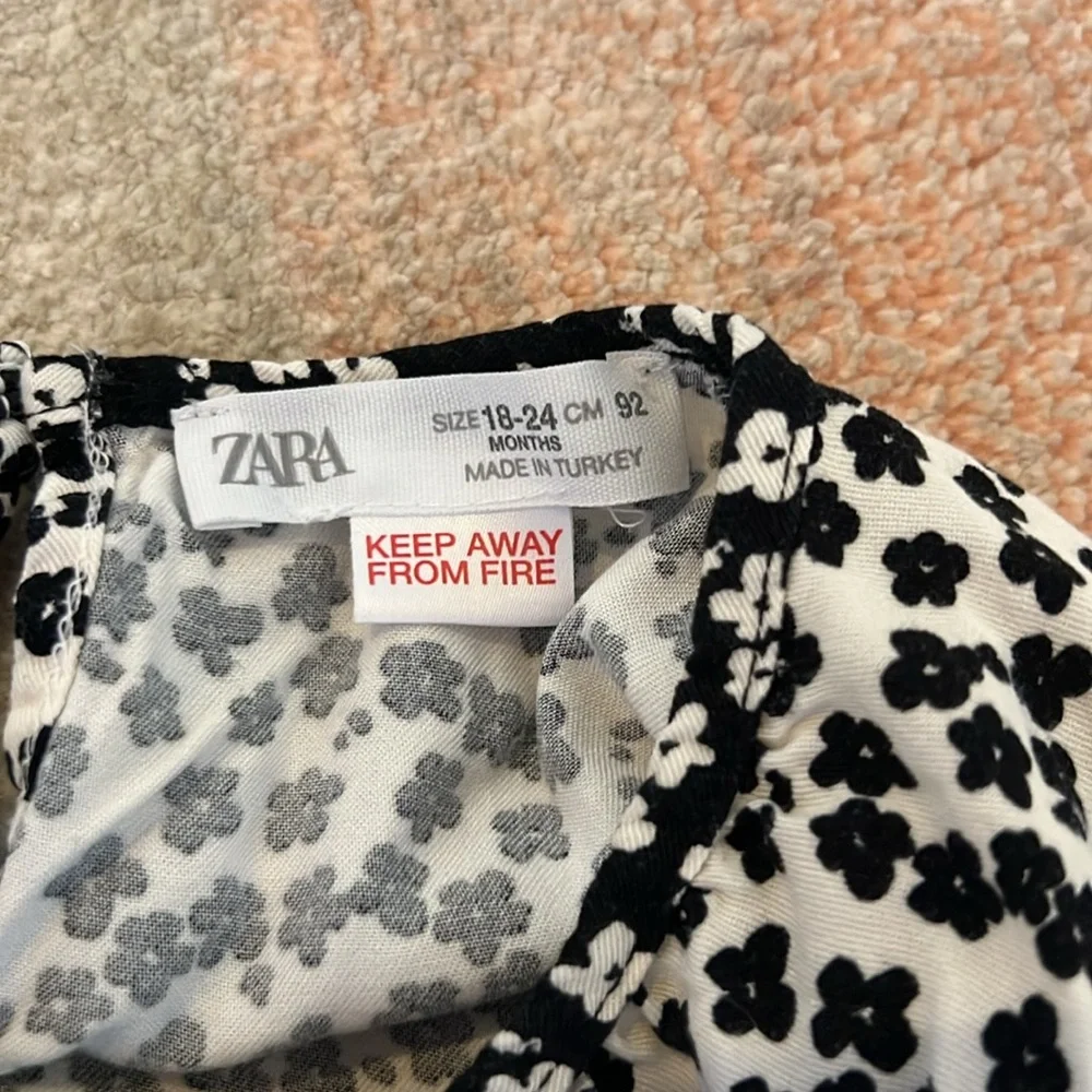 Zara Kids black and white floral dress 18-24 month